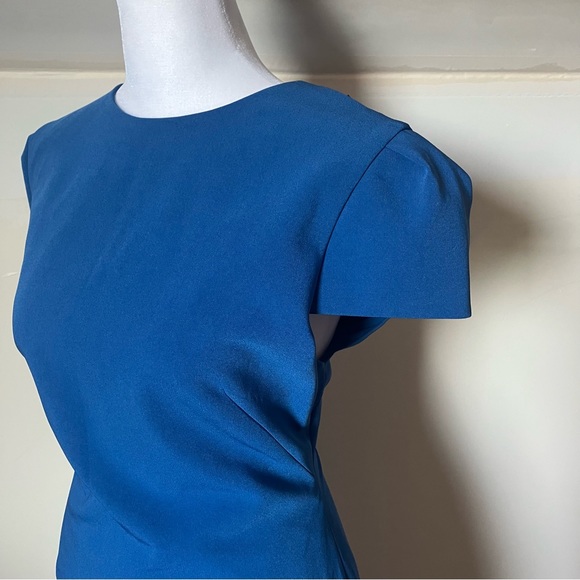 Alice + Olivia Blue Cap Sleeve Bodycon Dress w/ Lace Back size 10 - Picture 3 of 7